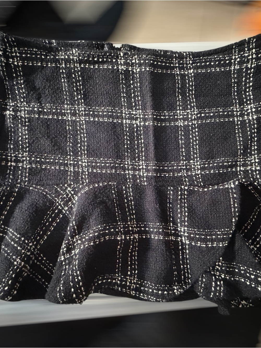 Xhilaration Black & White Plaid Flared Skirt